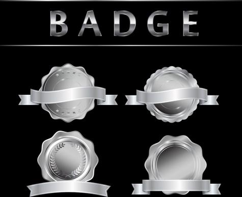 badge icons collection shiny silver design