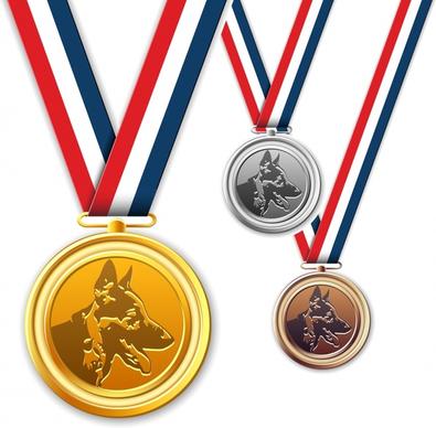 medal template dog icon sketch colored modern design