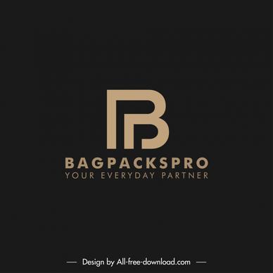 bagpackspro logo template flat dark stylized text sketch