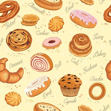 bakery and cake seamless pattern vector