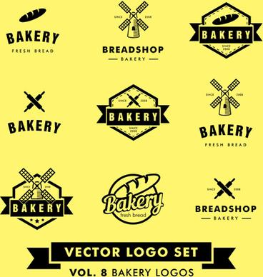 bakery black logos vector