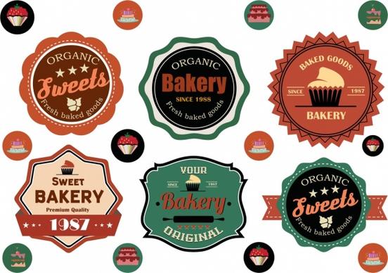 bakery labels collection multicolored circle flat design
