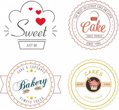 bakery logo collection classical flat sketch