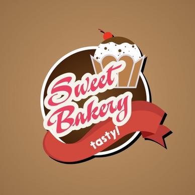 bakery logo design 3d ribbon cakes text decoration