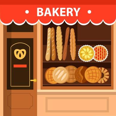 bakery store facade design with bread display