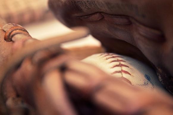 ball baseball catch close up glove leather sport