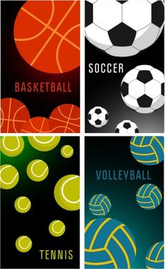 ball sports banners basketball soccer tennis volleyball icons