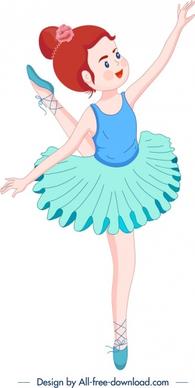 ballerina icon colored cartoon character