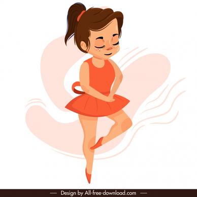 ballerina icon cute girl sketch dancing gesture