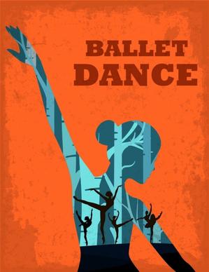 ballet dance poster dancers silhouette decoration retro style