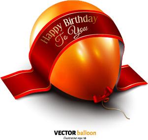 balloon with red ribbon birthday card vector