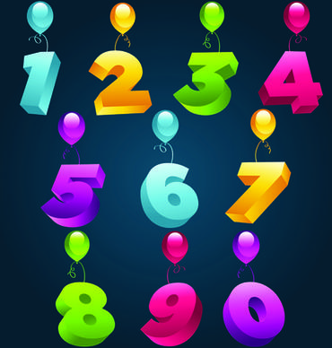 balloons alphabet and numbers design vector