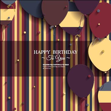 balloons and confetti happy birthday card vector