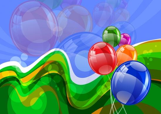 decorative background template modern dynamic colorful shiny balloons