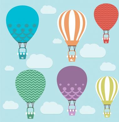 balloons flying theme various colorful types design
