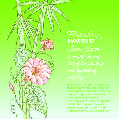 bamboo with flowers vector background