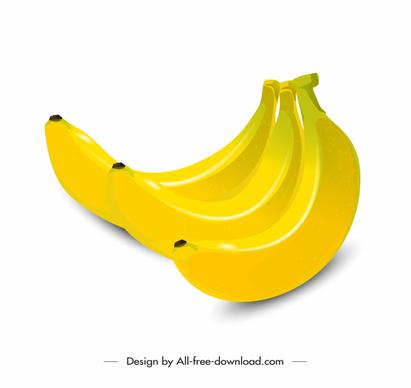 banana fruit icon shiny bright yellow 3d sketch