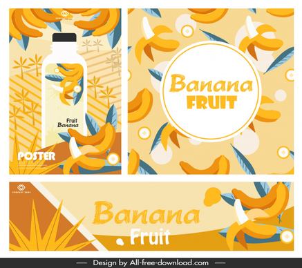 banana juice advertising banners bright colorful classic decor