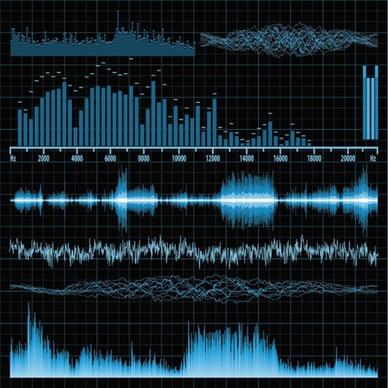 digital audio templates dynamic waves bars sketch