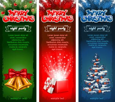 banner christmas night party vector set