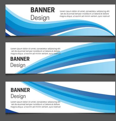 banner design sets on curved blue lines background
