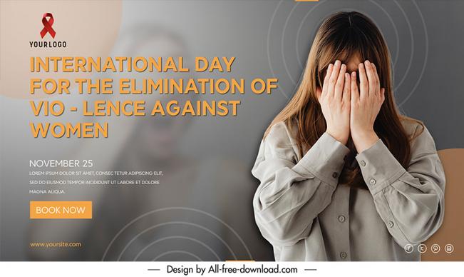 banner international day for the elimination of violence against women template upset woman sketch realistic design 