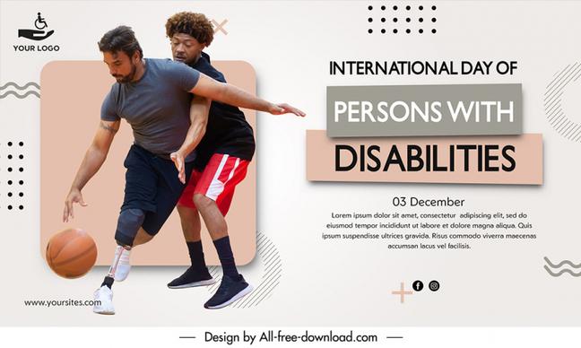 banner international day of disabled persons template dynamic basketball players sketch