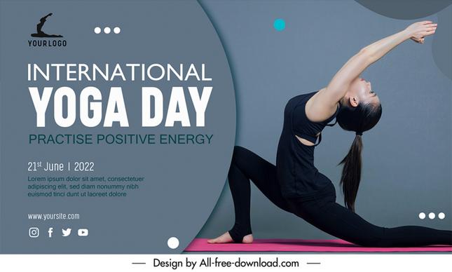 banner international day of yoga template modern realistic dynamic design