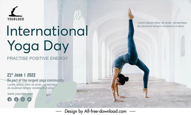 banner practise positive energy template stretching lady sketch modern realistic design