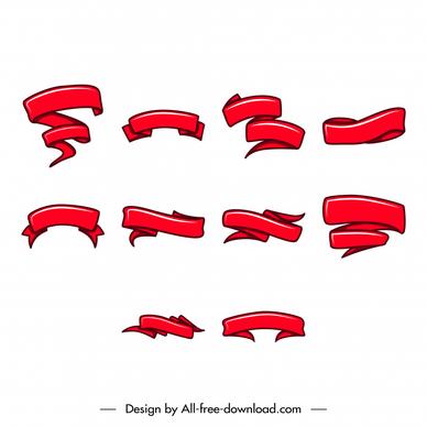 banner ribbon icon sets collection flat classical handdrawn shapes