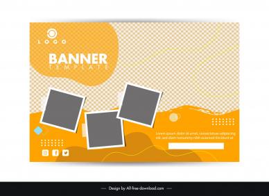 banner template checkered photo curves sketch