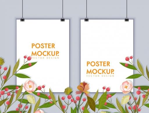 banner template frames mockup flowers decor