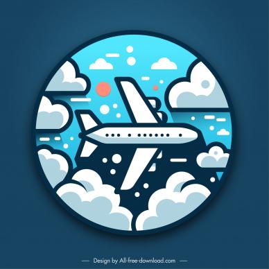 banner travel template flat classic isolated airplane clouds