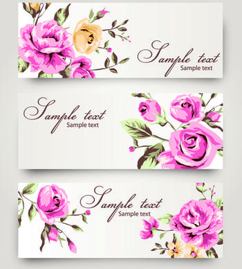 banner with flowers design vector