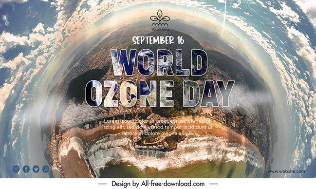 banner world ozone day template landscape circle isolation cloud sketch modern realistic design 
