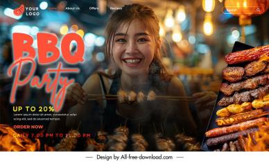 barbecue landing page discount template smiling lady grilled food