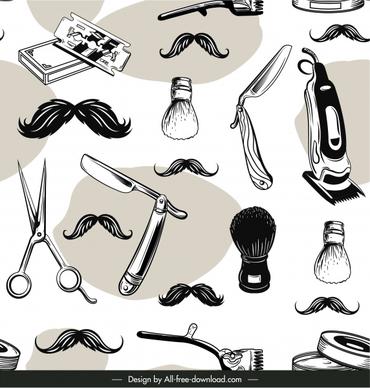 barber pattern template classic tools elements sketch