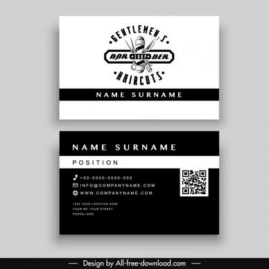 barber shop name card template contrast black white 