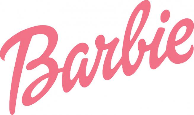 barbie text logo elegant flat