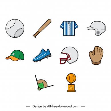 baseball icon sets flat object symbols sketch