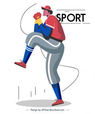 baseball player icon motion sketch cartoon character