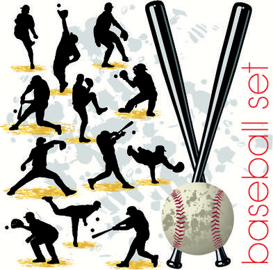 baseball silhouettes vector set
