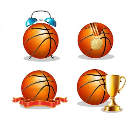 basket ball icons collection colored 3d design