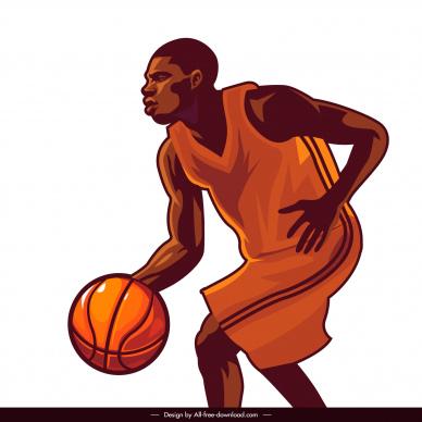 basketball design elements dynamic cartoon character