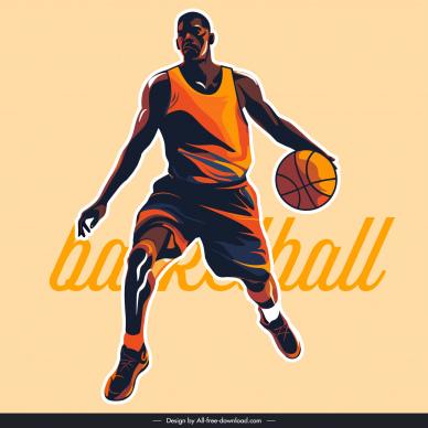 basketball player design elements dark dynamic cartoon 