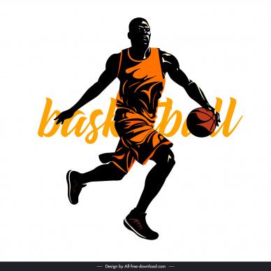 basketball player design elements dynamic dark cartoon design 