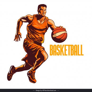 basketball player design elements dynamic handdrawn cartoon