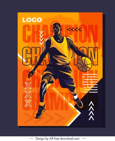 basketball poster template dark dynamic cartoon