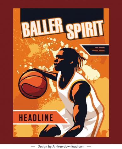 basketball poster template dark dynamic player