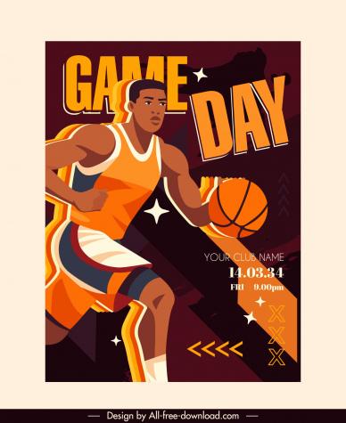 basketball poster template dynamic cartoon character
